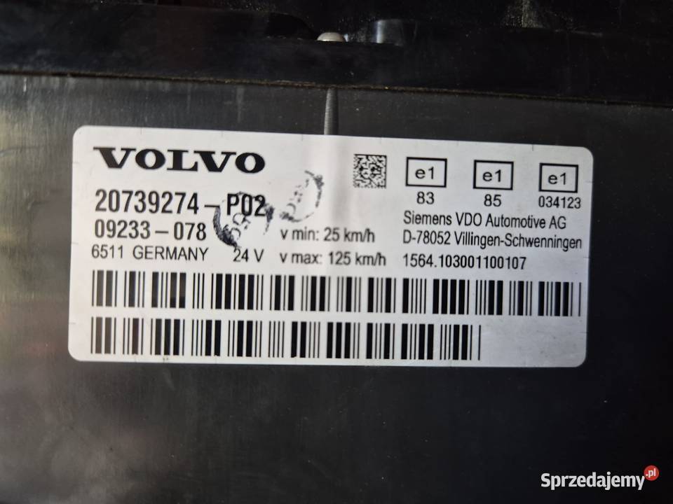 Licznik Zegar VOLVO VDO FH FM 20739274P02 Zawichost