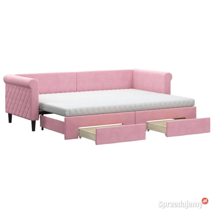 Sofa rozsuwana z szufladami różowa aksamit mazowieckie Warszawa