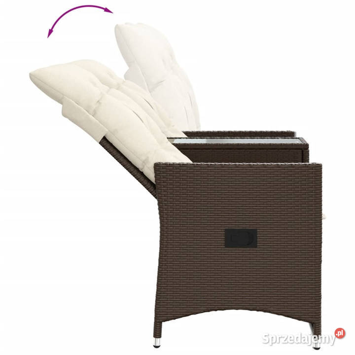 Rozkładana sofa ogrodowa ze stolikiem 2os brąz