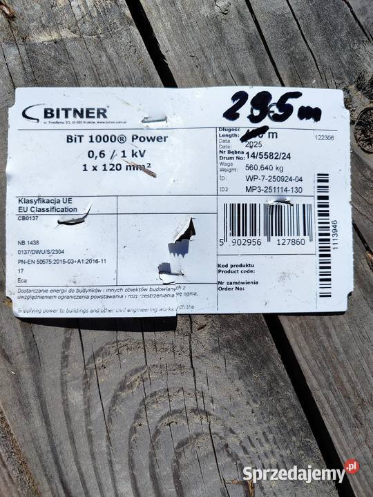 Kabel BiT 1000 Power 1x120 061kV 295m Bitner Łódź