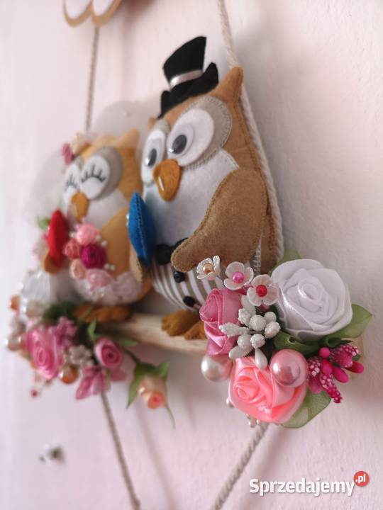 Sówki Para Młoda Handmade Dekoracja ślubna Otrębusy