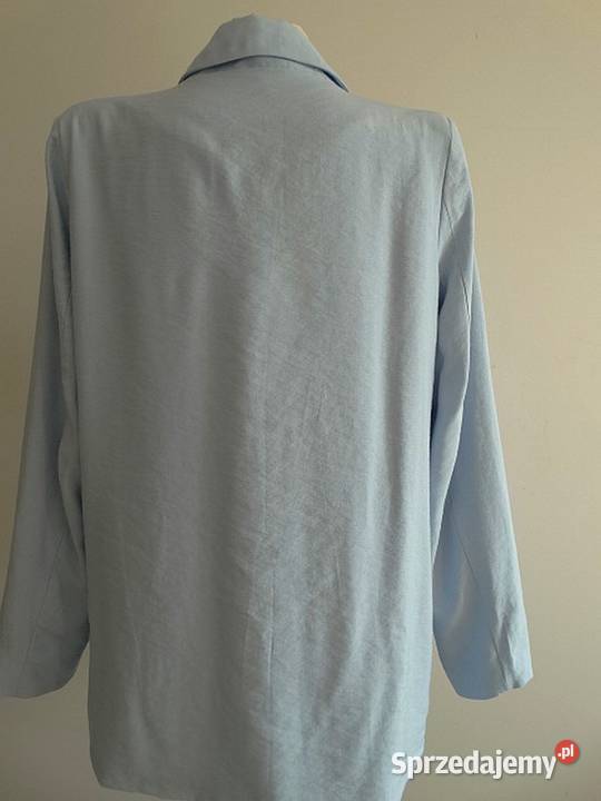 Marynarka Długa Modny Fason Oversize Błękitna Marynarki i żakiety