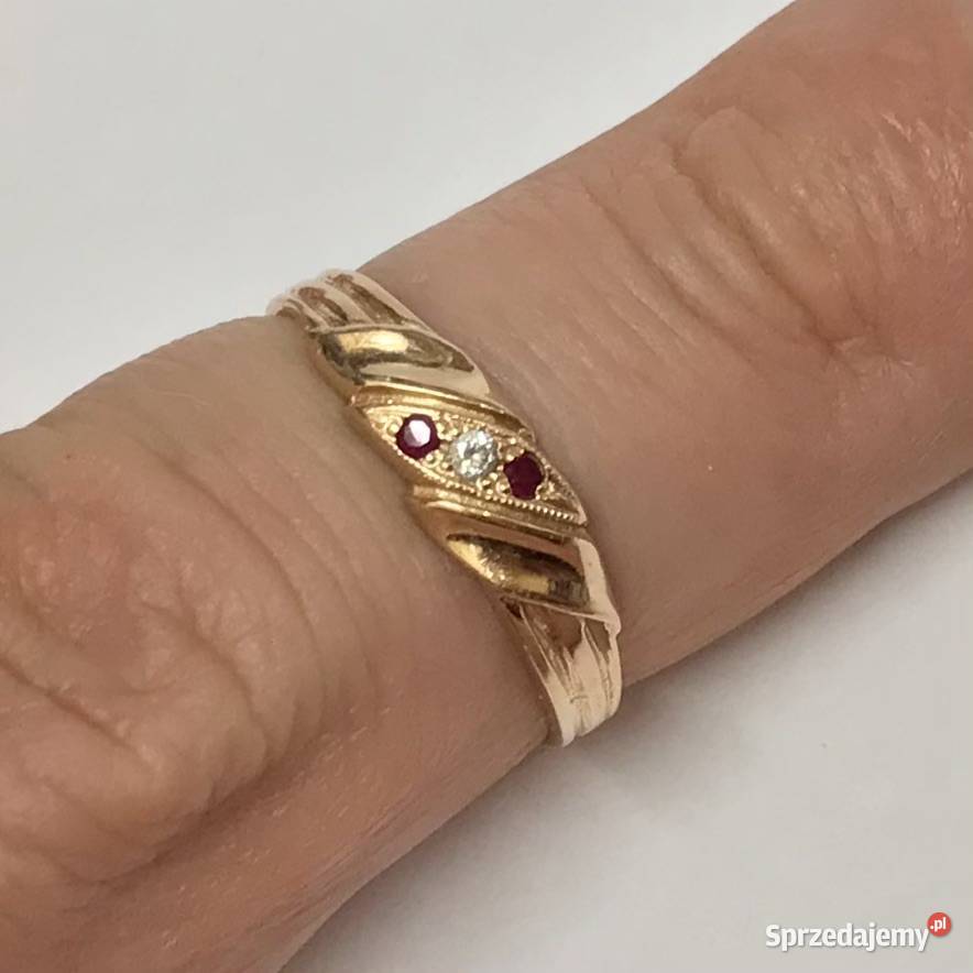 Złoty pierścionek 14K 585 z ametystami i złoto Pierścionki