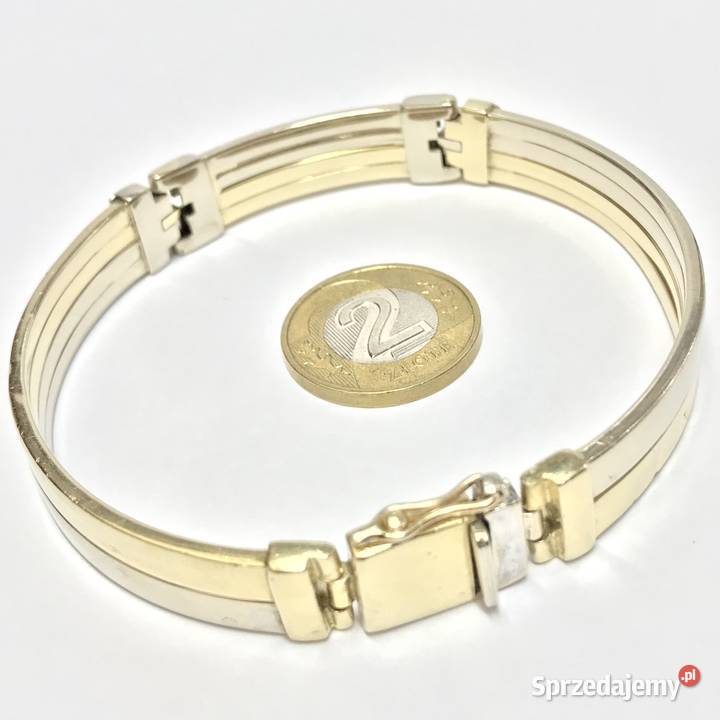 Złota BRANSOLETKA męska 14K SZTYWNA zdobiona CUD złote