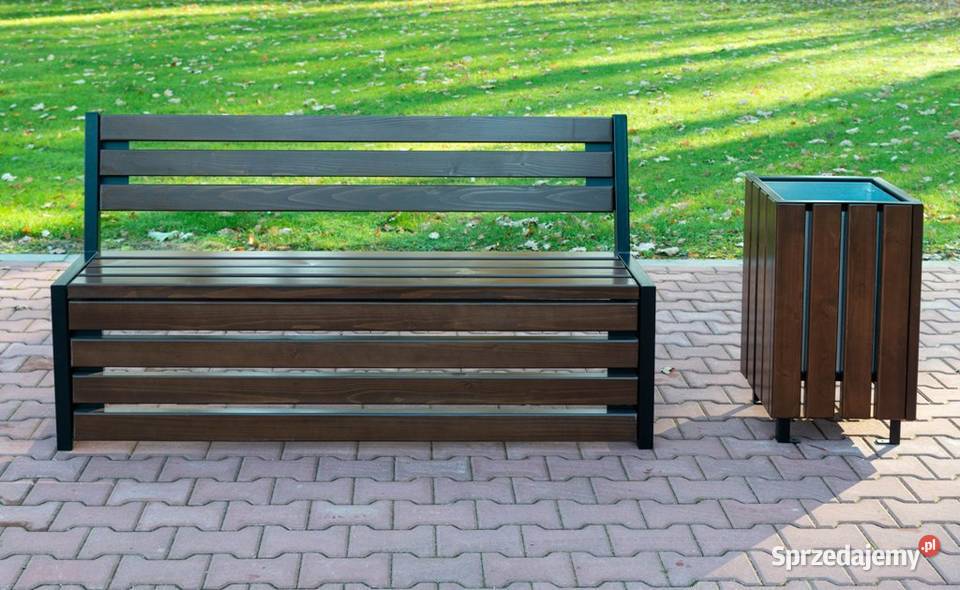 Ławka z oparciem stalowa miejska parkowa