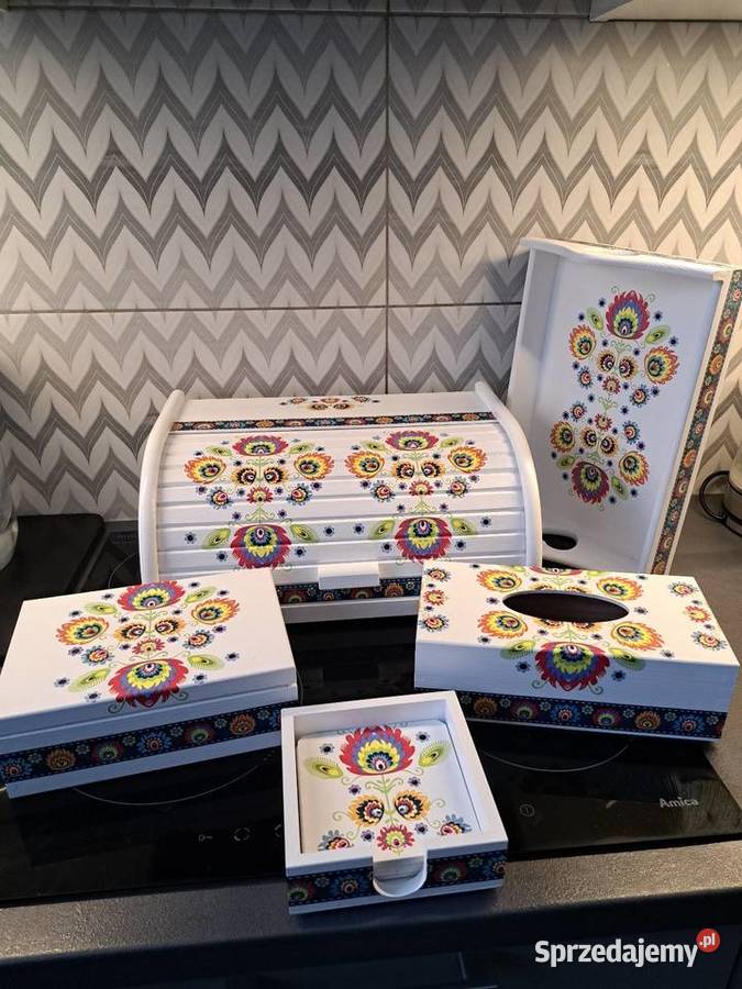 Chlebak duży folk różne wzory decoupage Chlebaki