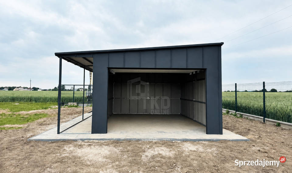 Garaz blaszany 4x6 m wiata 1m brama segmentowa Olsztyn