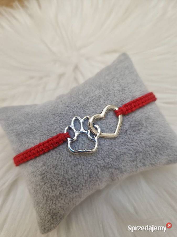 Bransoletka czerwona sznurkowa pleciona łącznik Kobylanka