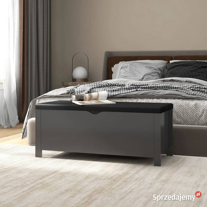Skrzynia z poduszką szara 105x40x45 materiał