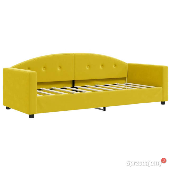 Sofa z funkcją spania żółta obita aksamitem 222cm Warszawa