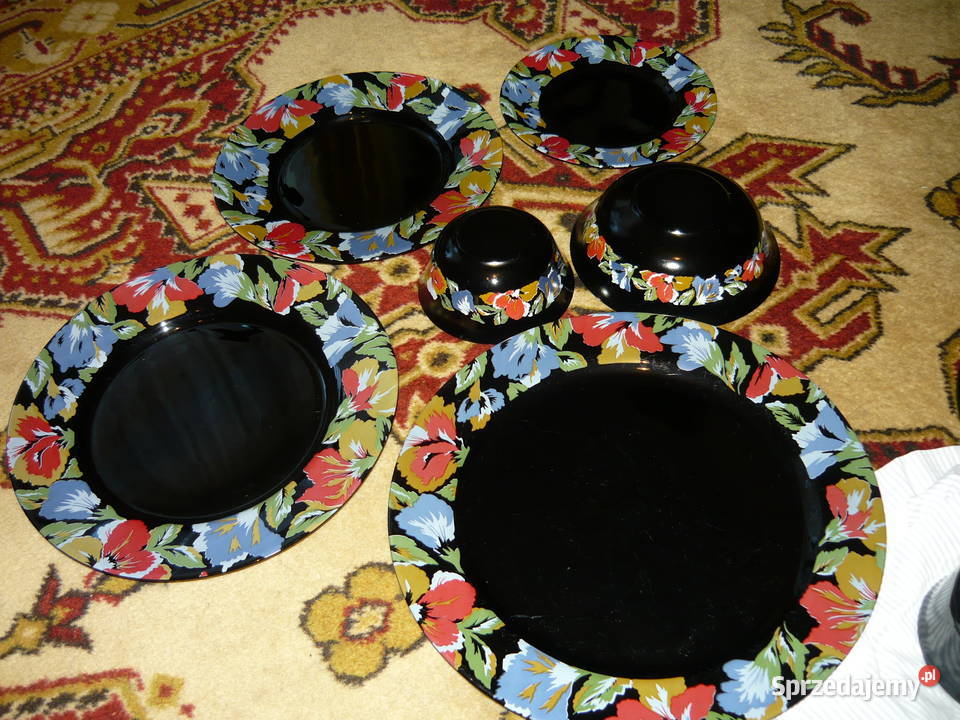 ARCOROK zestaw Francuski szklo CZARNE Porcelana i szkło śląskie Katowice sprzedam