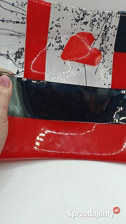 Talerz szklany do serwowania szkło artystyczne Zamość