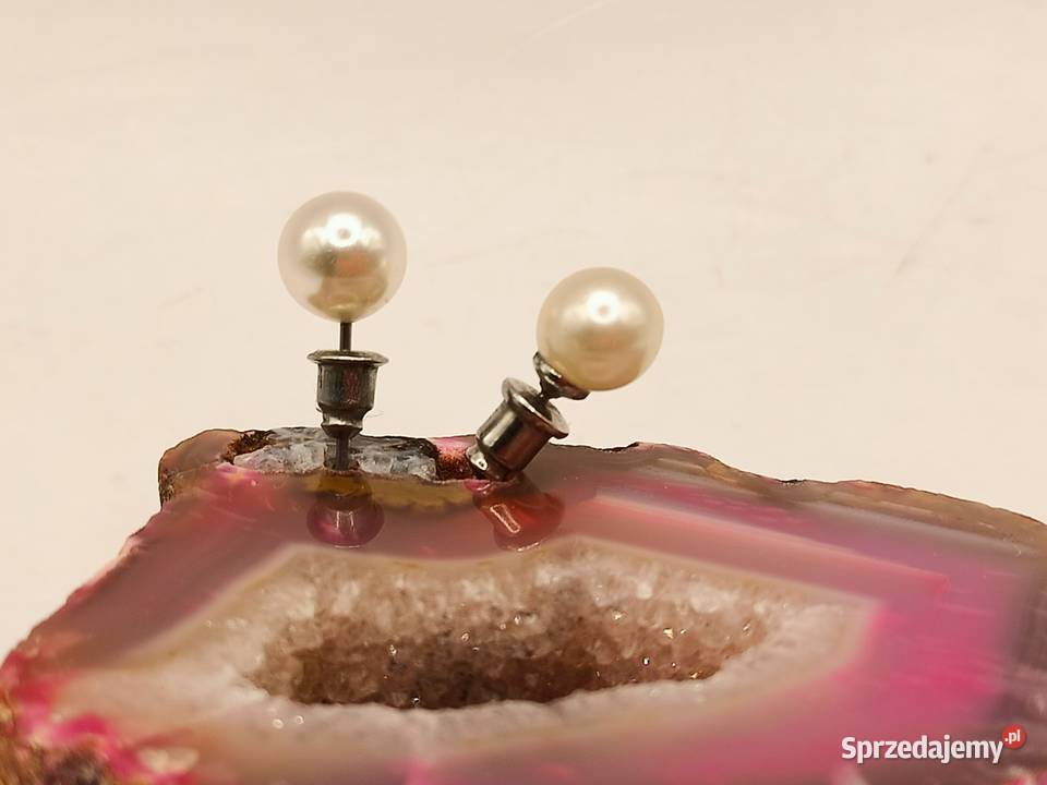 Kolczyki białe perełki Zamość