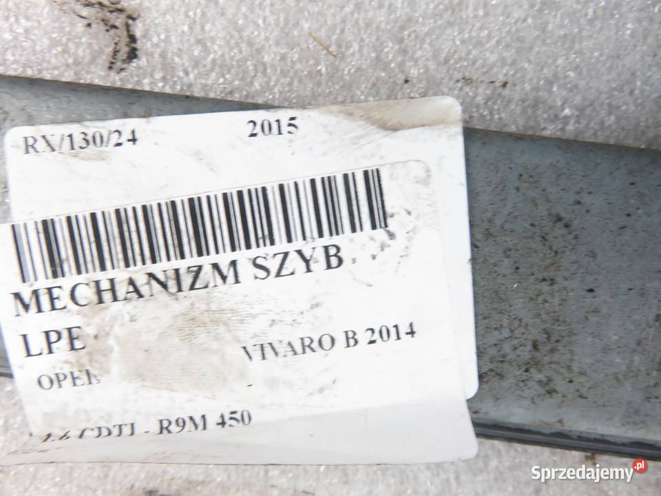 PODNOŚNIK SZYBY LEWY PRZEDNI OPEL VIVARO B 2014 Mechanizmy opuszczania szyb