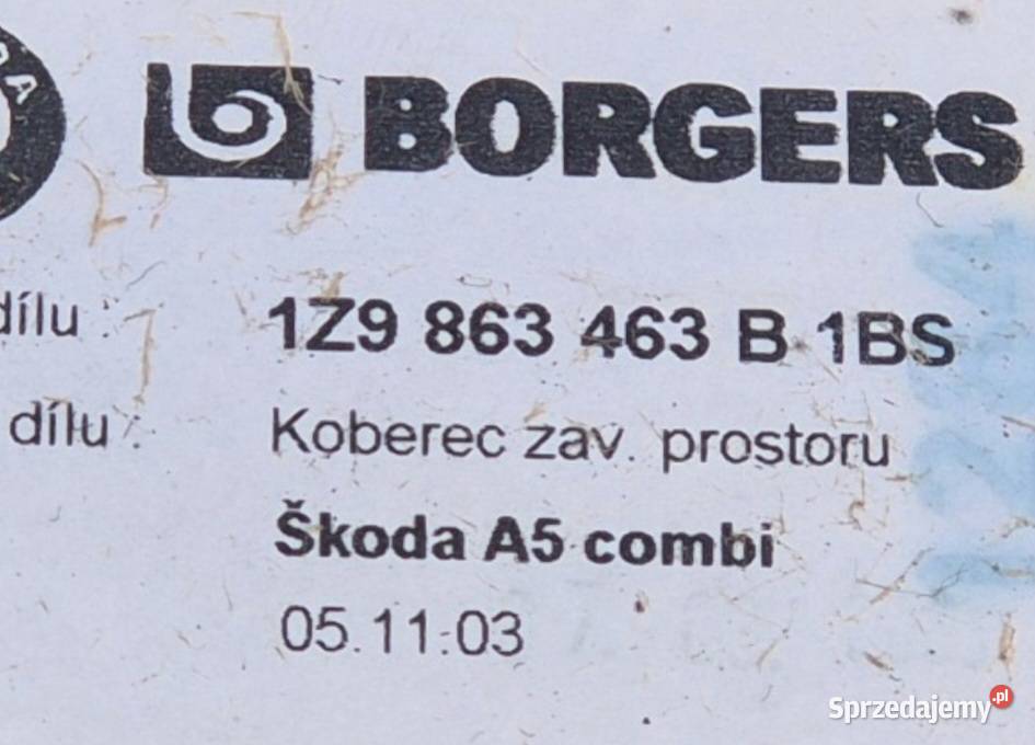 WYKŁADZINA DYWAN BAGAŻNIKA SKODA OCTAVIA II 2 osobowe