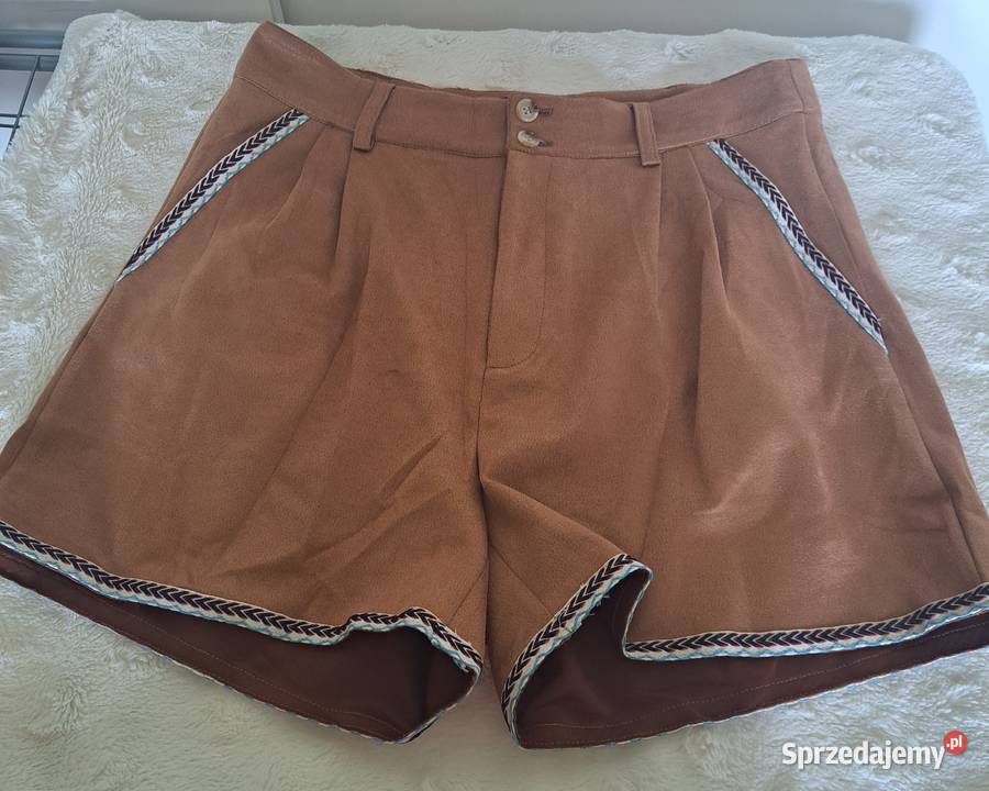 Nowe szorty z wysokim stanem brązowy/beżowy Limanowa sprzedam