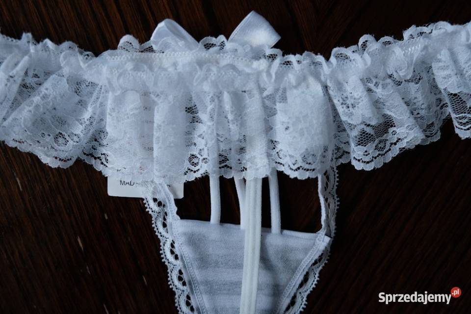 białe czarne koronkowe stringi majtki XS 34 S 36 Toruń