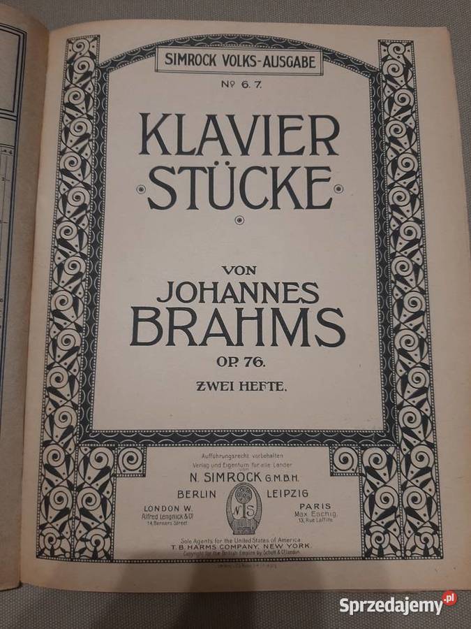 Nuty Brahms Klavierstucke op 76 Pogórze