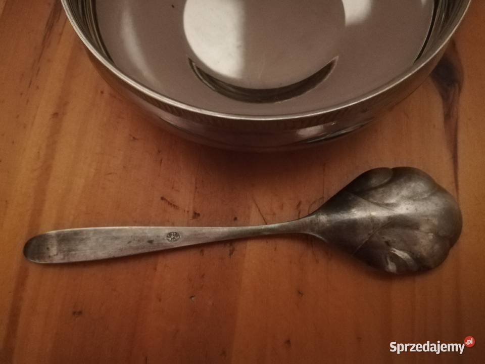 Stara cukiernica platerowana z łyżeczką Antyki Warszawa