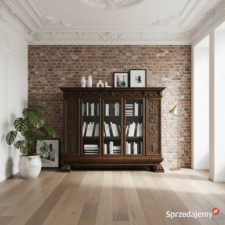 DREWNIANA BIBLIOTEKA DĘBOWA styl neorenesans Kalisz