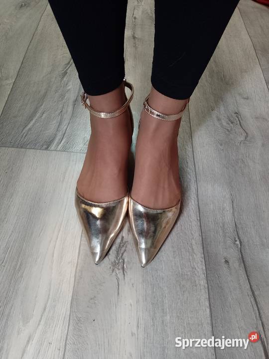 40 Złote czółenka wieczorowe z zapięciem NOWE inna Kraków sprzedam