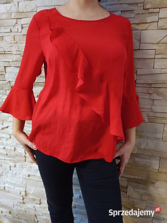 Angielska czerwona elegancka bluzka 4446 długi Białystok
