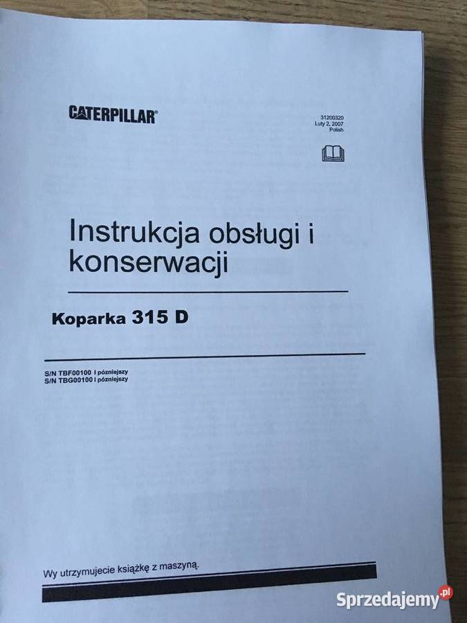 dtr instrukcja obsługi koparka caterpillar 315d