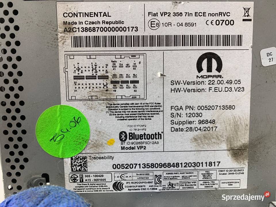 RADIO NAWIGACJA FIAT TIPO 00520713580 ODTWARZACZ sprzedam