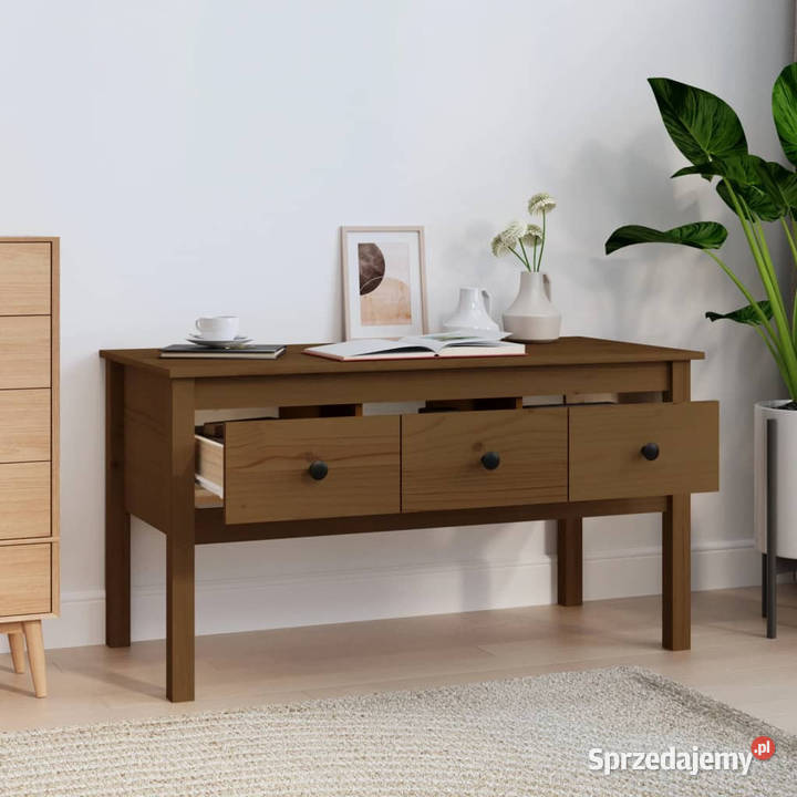 Stolik kawowy miodowy brąz 102x49x55 lite drewno Warszawa
