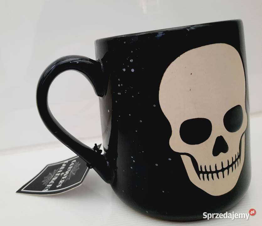 Skull cup biała czacha czarny kubek halloween Tychy