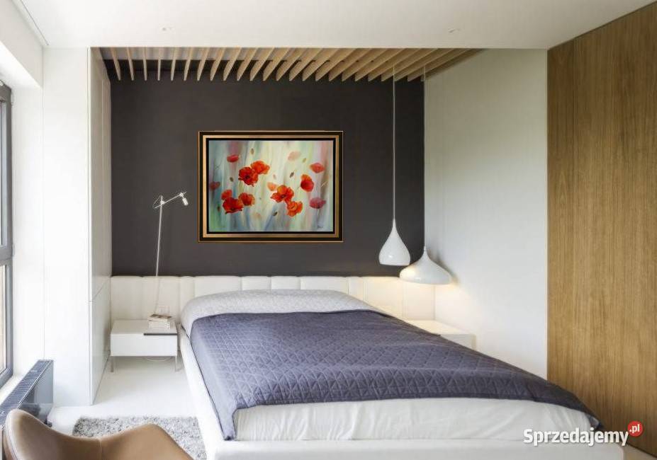 Czerwone Maki ręcznie malowany olejny Lidia Nowy Sącz