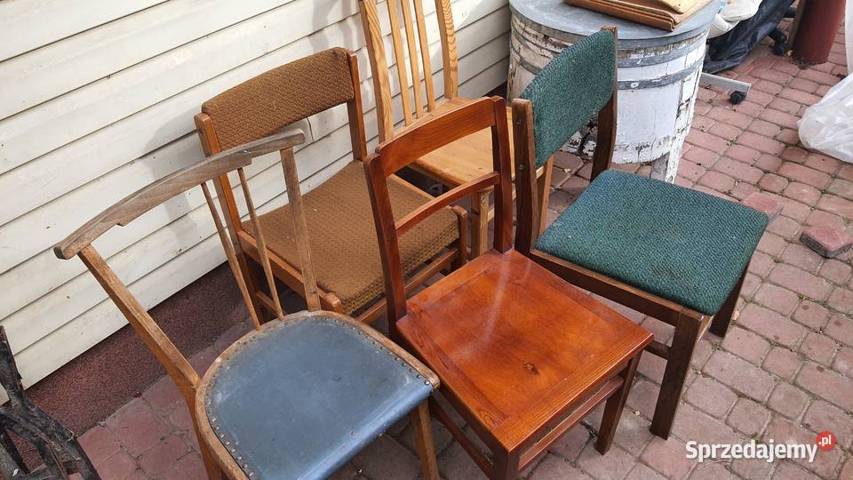 Krzesła drewniane PRL 5 zestaw Lublin