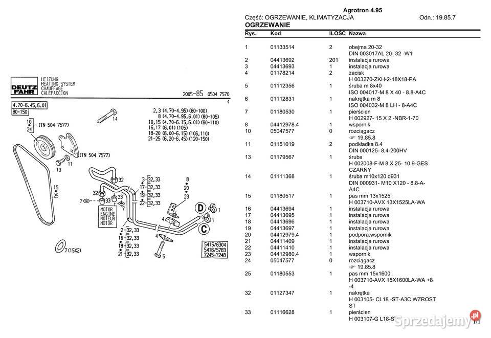 Deutz Fahr Agrotron 495 katalog części Polsku Gdańsk