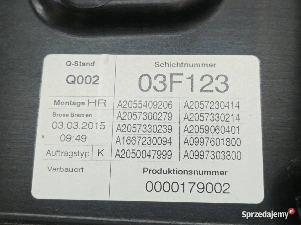 MECHANIZM SZYBY PRAWY TYŁ MercedesBenz Cklasa IV świętokrzyskie
