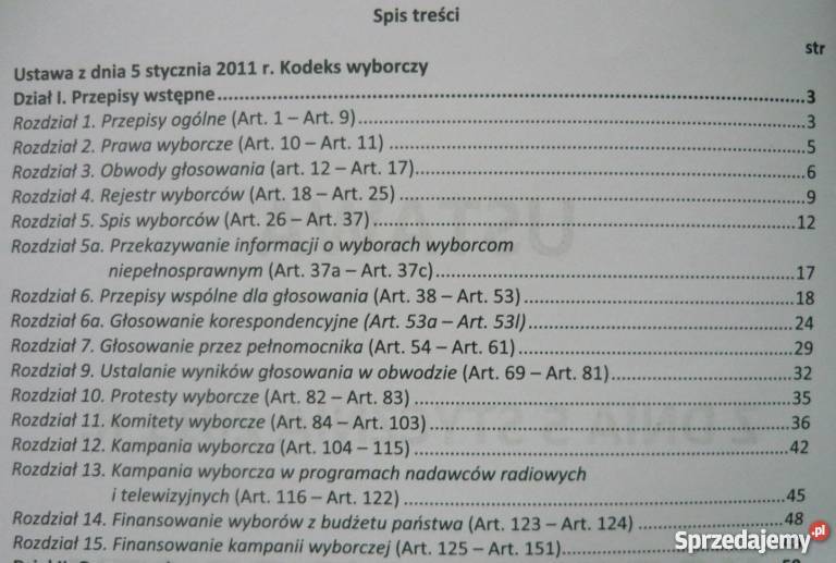 KODEKS WYBORCZY Z DNIA 5 STYCZNIA 2011 WYCIĄG A Łódź