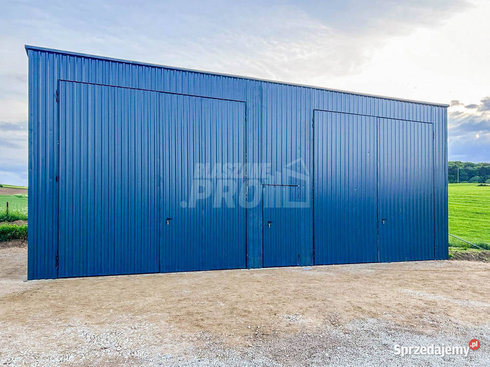 Hala Garaż Blaszany 126m 2x Bramy dwuskrzydłowe Garaże i miejsca postojowe Iława