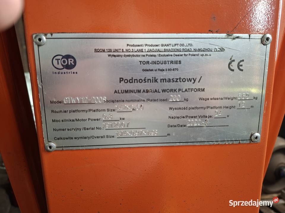 Podnośnik masztowy GTWY12200S Grądy sprzedam
