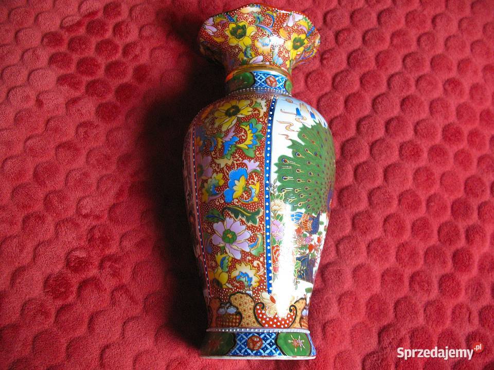 Wazon Misternie zdobiony złoty relief porcelana wielokolorowy Siedlce