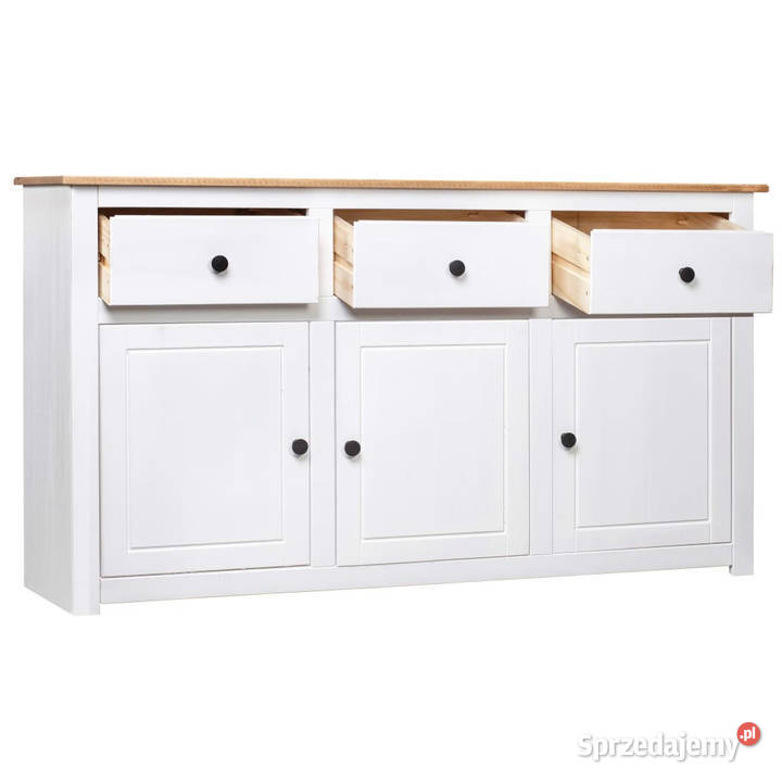 Szafka biała 135x40x80 lite drewno sosnowe seria Warszawa