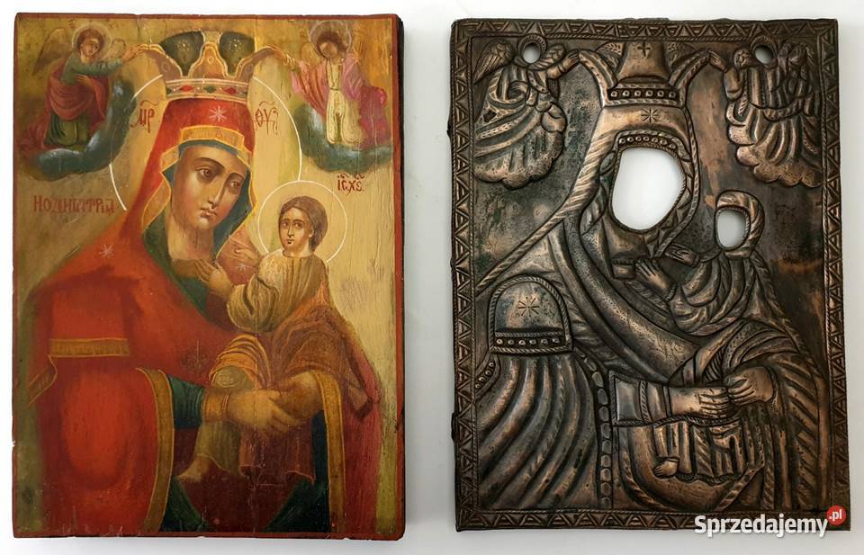 Ikona Matka Boża Hodegetria srebro XIXw 0038 Warszawa