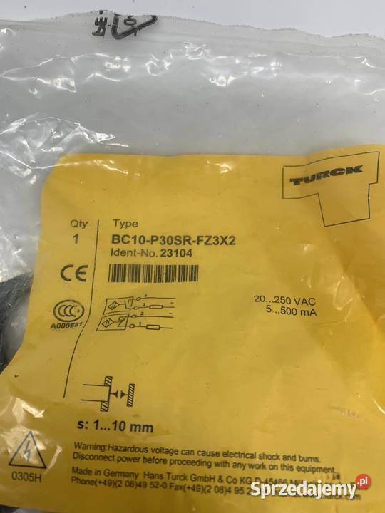 Turck 23104 BC10P30SRFZ3X2 Czujnik pojemnościowy Warszawa sprzedam