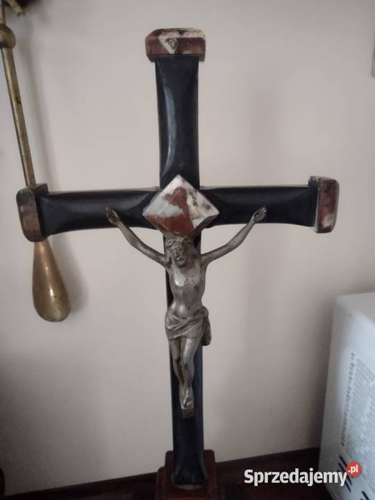 Stary krucyfiks krzyż marmur koniec XIX w Antyki Gniezno