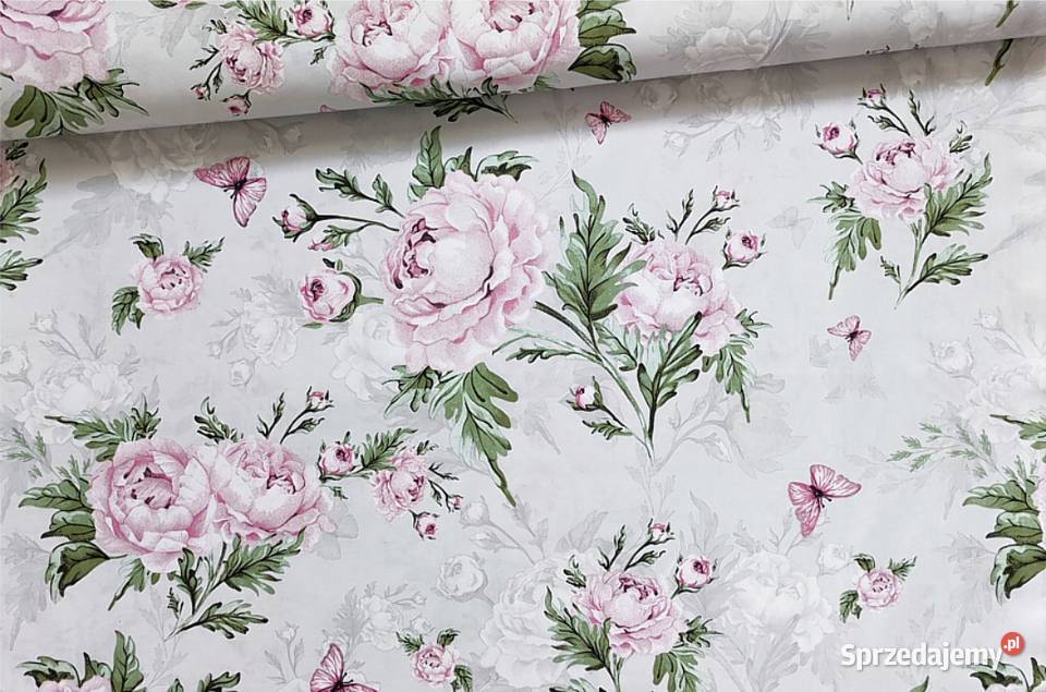 Materiał w kwiaty Piwonie Tkanina bawełniana na lubelskie