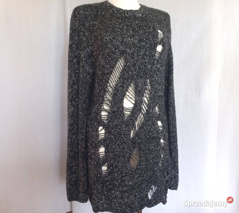 Sweter Z ROZDARCIAMI Damski czarny r 40 Bershka Rozmiar 40(L) Białystok