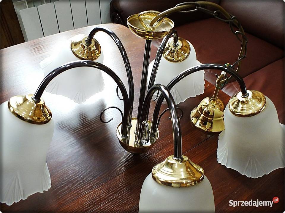 Żyrandol CzarnoZłoty Lampa wisząca sufitowa 5cio Żary