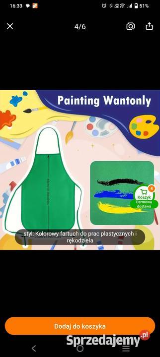 Zestaw fartuszków dziecięcych do prac Plastyczne pomorskie Kwidzyn