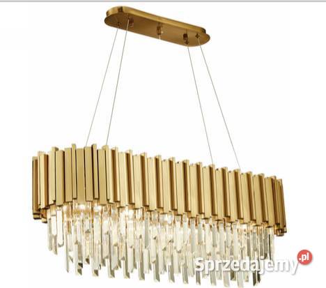 Pipe Organ Crystal BRASS Long Chandelier Katowice