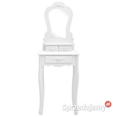 vidaXL Toaletka ze stołkiem, biała, 50x59x136 cm, drewno pau