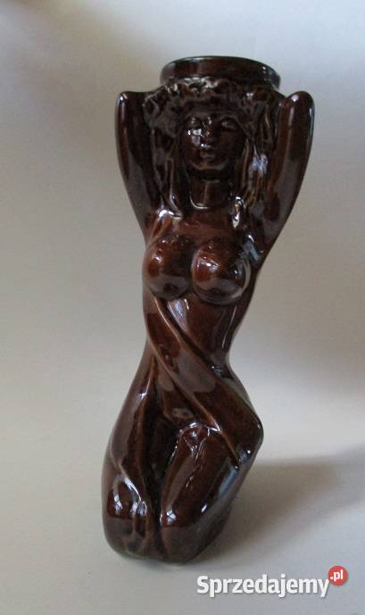 Wazon figurka kobiety ceramiczny szkliwiony