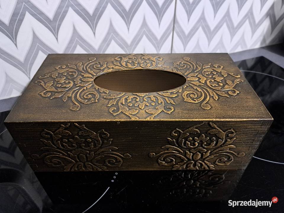 Chustecznik drewniany 3D ornamenty złoto Kędzierzyn-Koźle